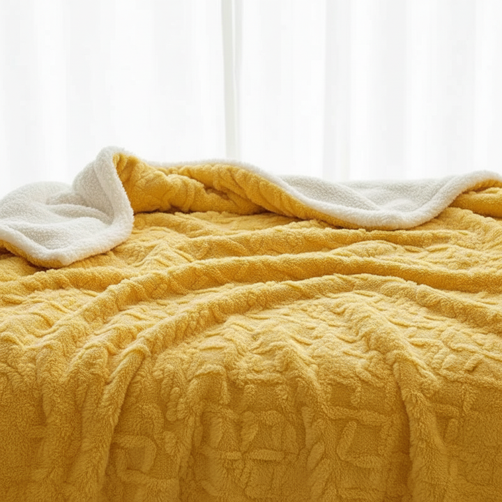 WarmHome koc zimowy – Luksusowy wełna jagnięca koc polarowy z Double-Sided design