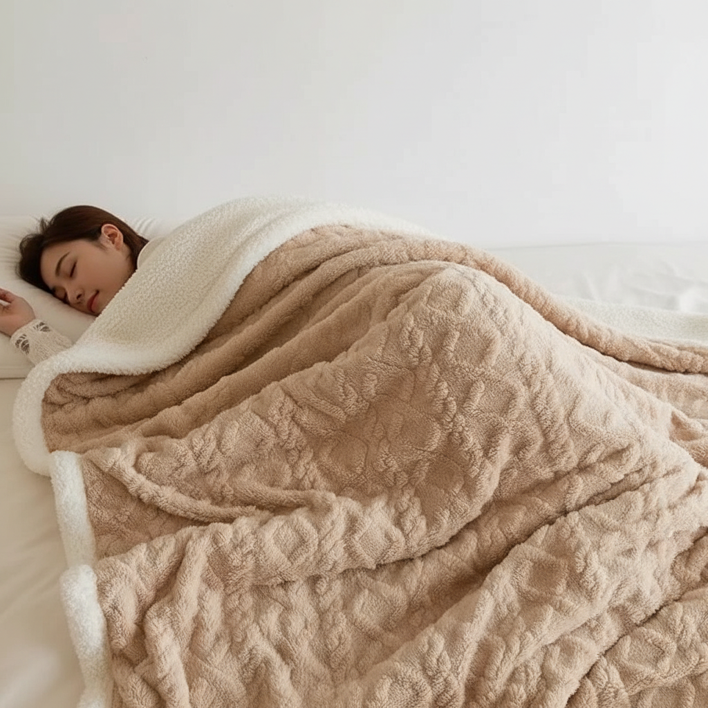 WarmHome koc zimowy – Luksusowy wełna jagnięca koc polarowy z Double-Sided design