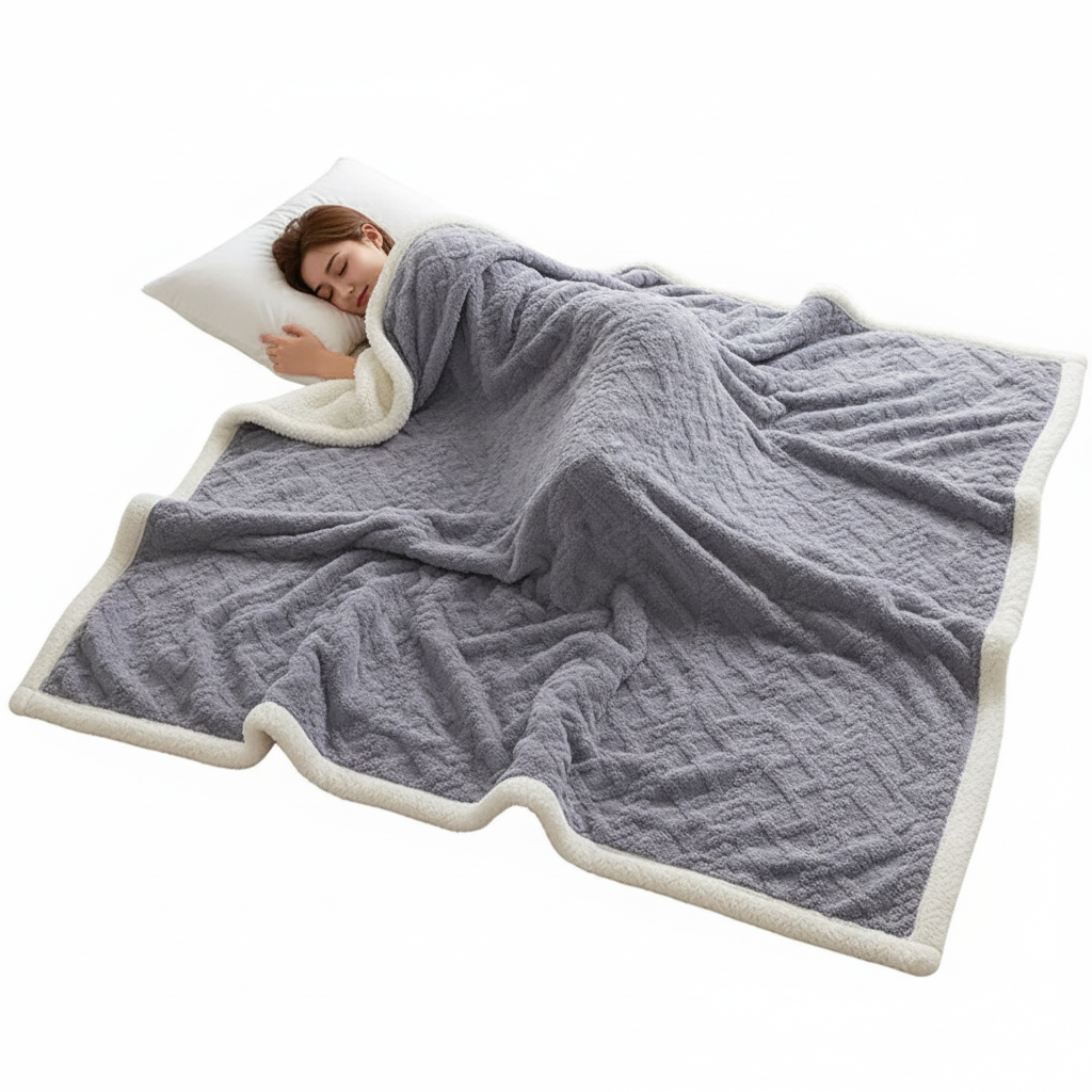 WarmHome koc zimowy – Luksusowy wełna jagnięca koc polarowy z Double-Sided design