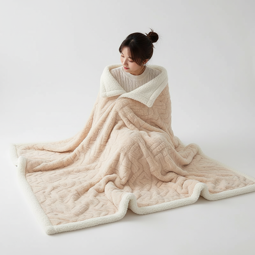 WarmHome koc zimowy – Luksusowy wełna jagnięca koc polarowy z Double-Sided design