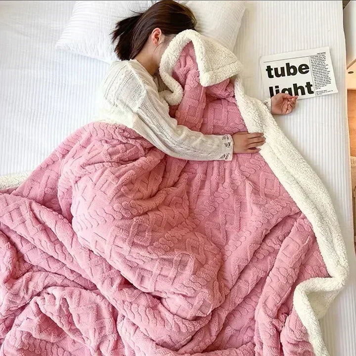 WarmHome koc zimowy – Luksusowy wełna jagnięca koc polarowy z Double-Sided design