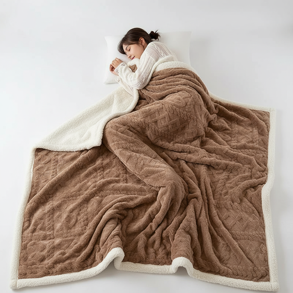 WarmHome koc zimowy – Luksusowy wełna jagnięca koc polarowy z Double-Sided design