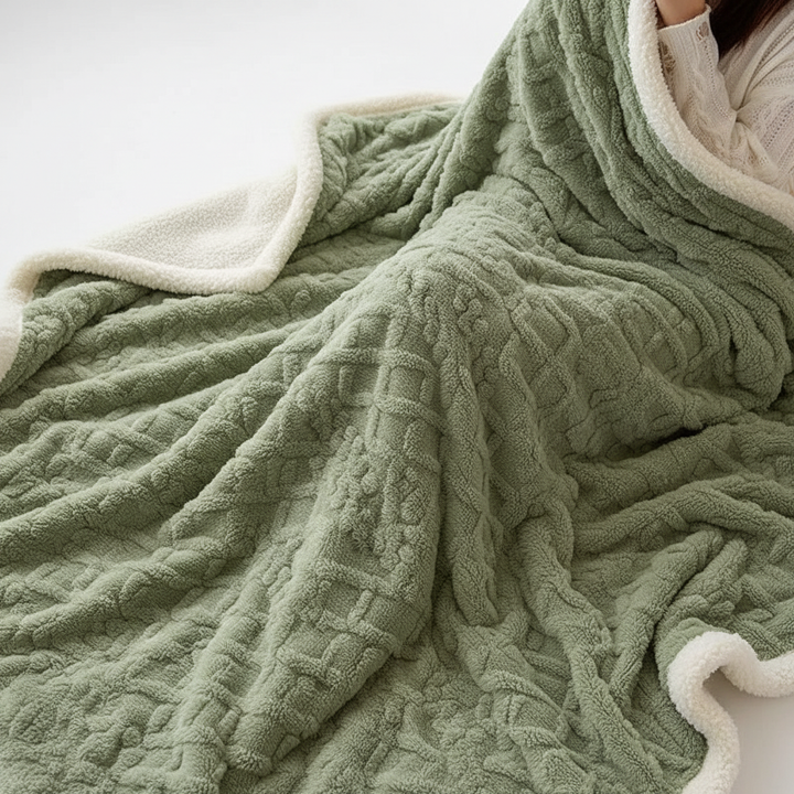 WarmHome koc zimowy – Luksusowy wełna jagnięca koc polarowy z Double-Sided design