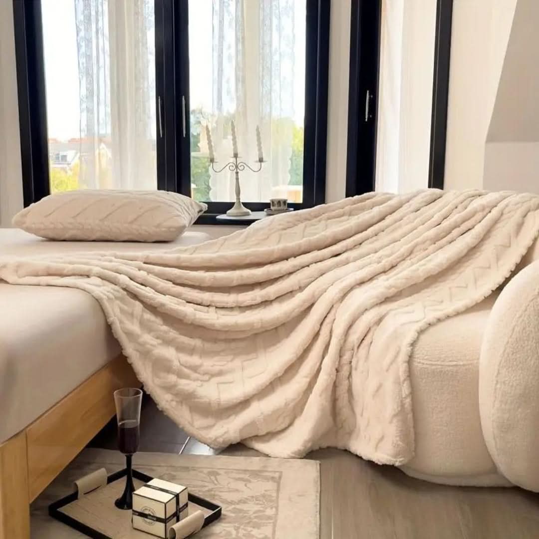 Lekki koc polarowy z wzorem 3D na kanapę, łóżko i w podróż