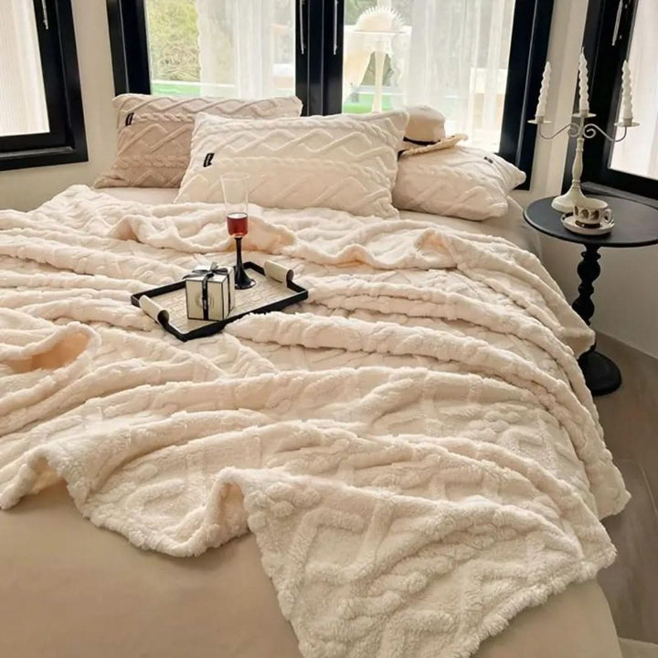 Lekki koc polarowy z wzorem 3D na kanapę, łóżko i w podróż