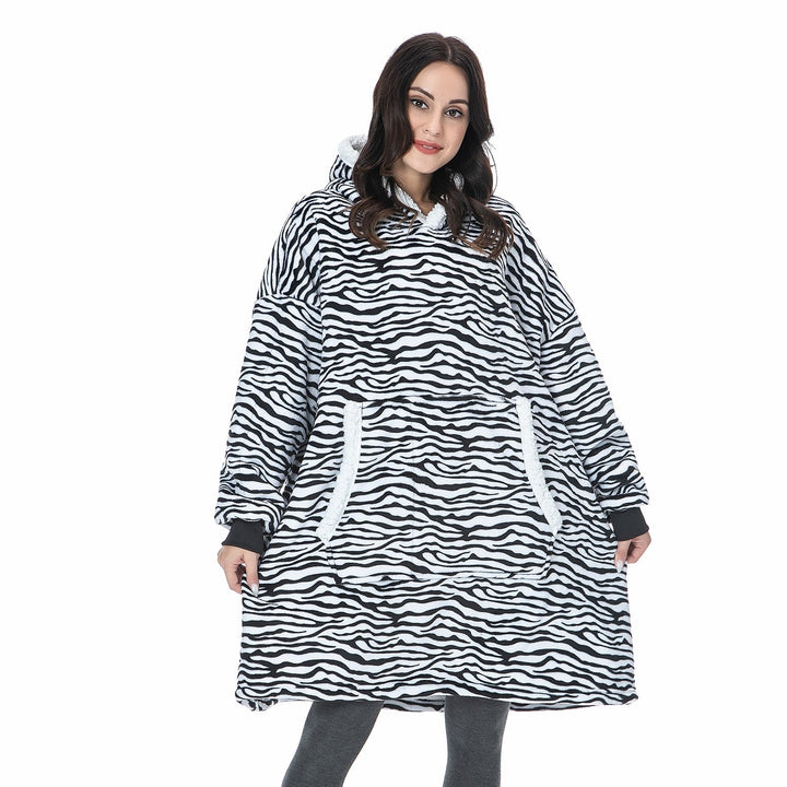 Bluza-koc z polaru z dużym kapturem i kieszeniami