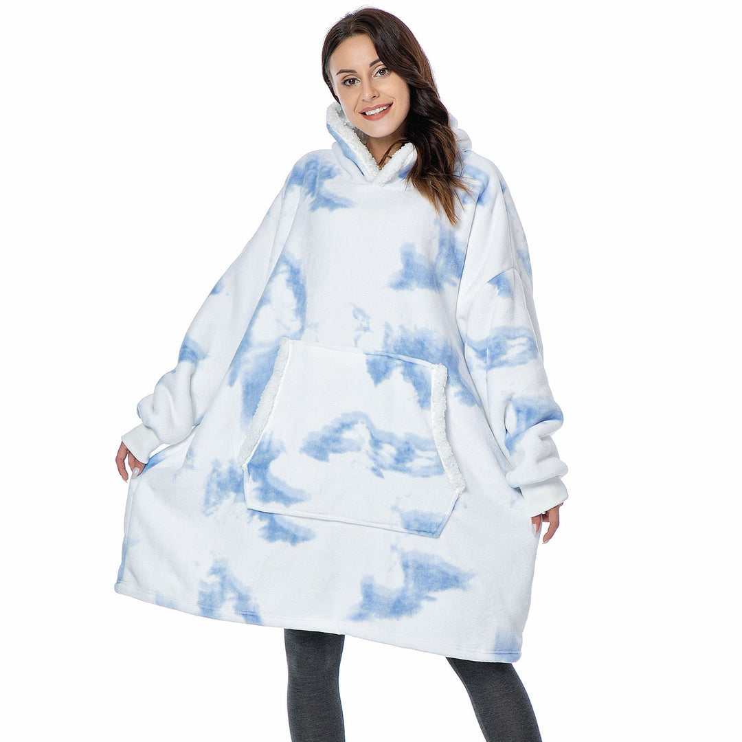 Bluza-koc z polaru z dużym kapturem i kieszeniami
