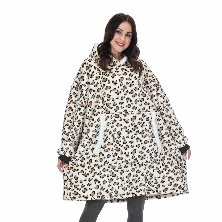 Bluza-koc z polaru z dużym kapturem i kieszeniami
