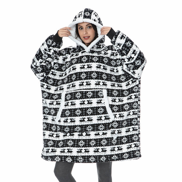 Bluza-koc z polaru z dużym kapturem i kieszeniami