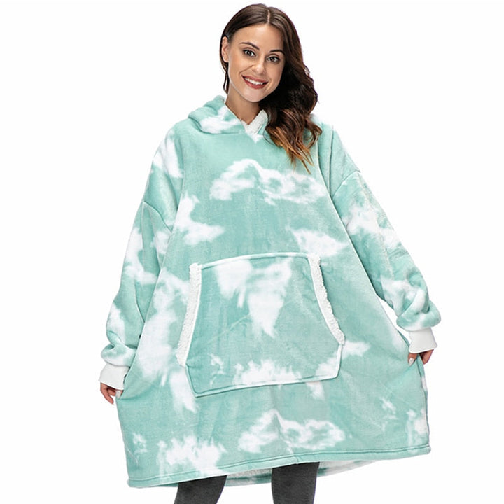 Bluza-koc z polaru z dużym kapturem i kieszeniami