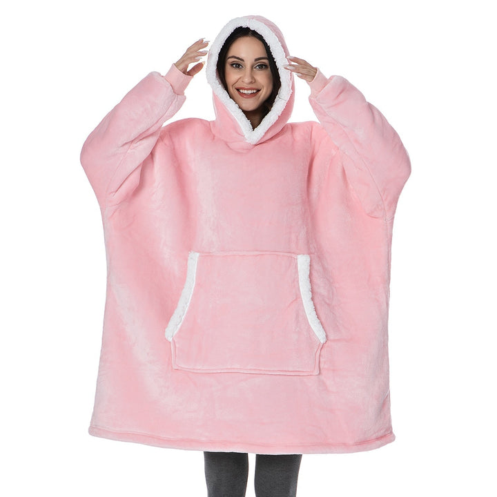 Bluza-koc z polaru z dużym kapturem i kieszeniami