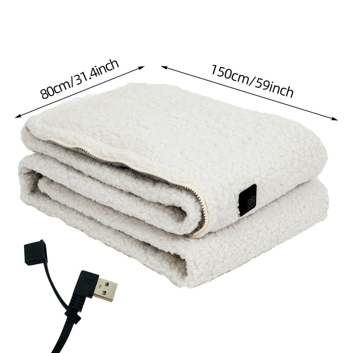 Podgrzewany koc narzutowy - Zasilany przez USB, 3-stopniowy ciepło, Polar sherpa