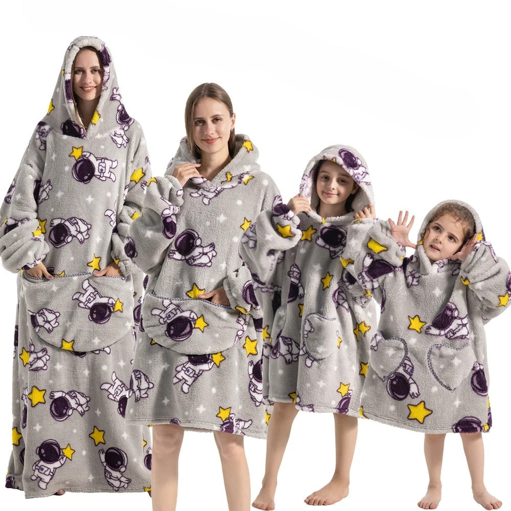 Oversize bluza-koc z Pumpkin wzór i polar flanela tkanina, Unisex