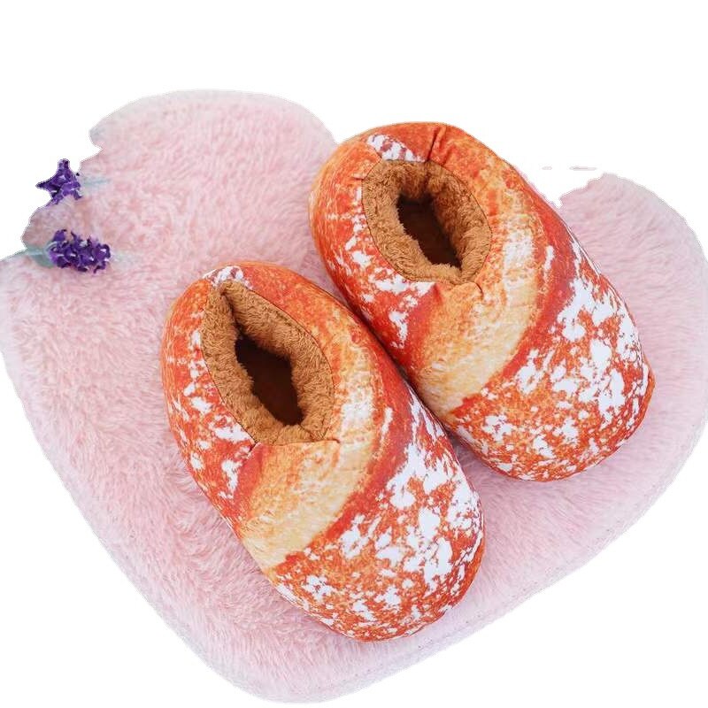Otulena™ Zabawne kapcie tost z polarową podszewką i ściągaczem