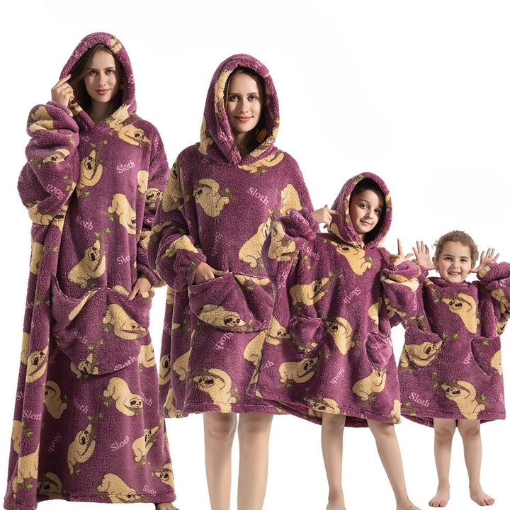 Oversize bluza-koc z Pumpkin wzór i polar flanela tkanina, Unisex