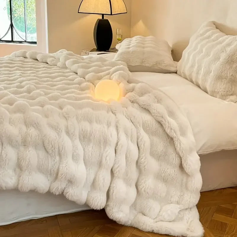 PlushCozy - Sztuczne futro koc zimowy