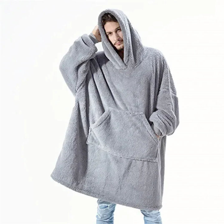 Oversizowy koc-bluza z flaneli z długimi rękawami, unisex