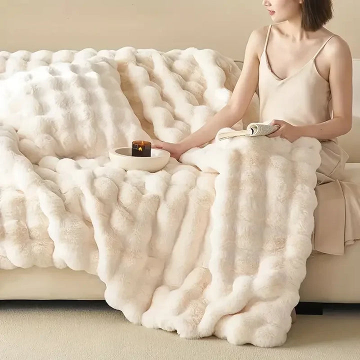 PlushCozy - Sztuczne futro koc zimowy