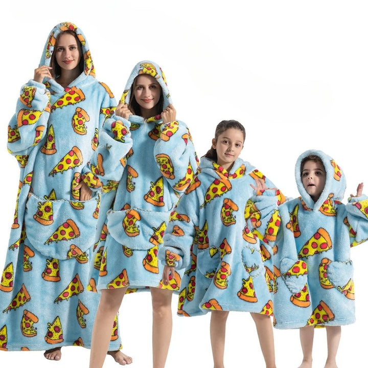 Oversize bluza-koc z Pumpkin wzór i polar flanela tkanina, Unisex