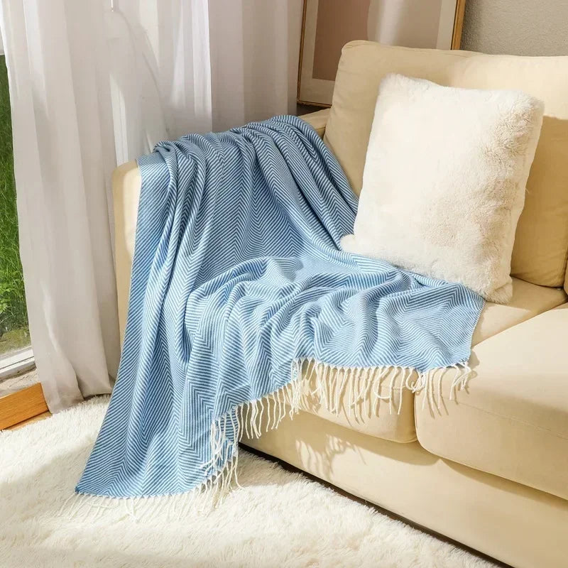 Nordycki Stripe narzuta sofa koc