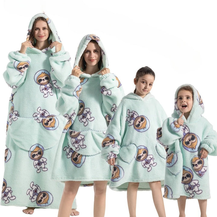Oversize bluza-koc z Pumpkin wzór i polar flanela tkanina, Unisex