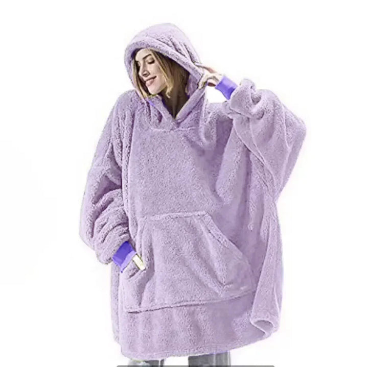 Oversizowy koc-bluza z flaneli z długimi rękawami, unisex