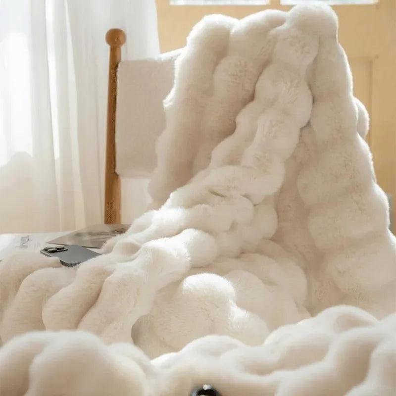 PlushCozy - Sztuczne futro koc zimowy