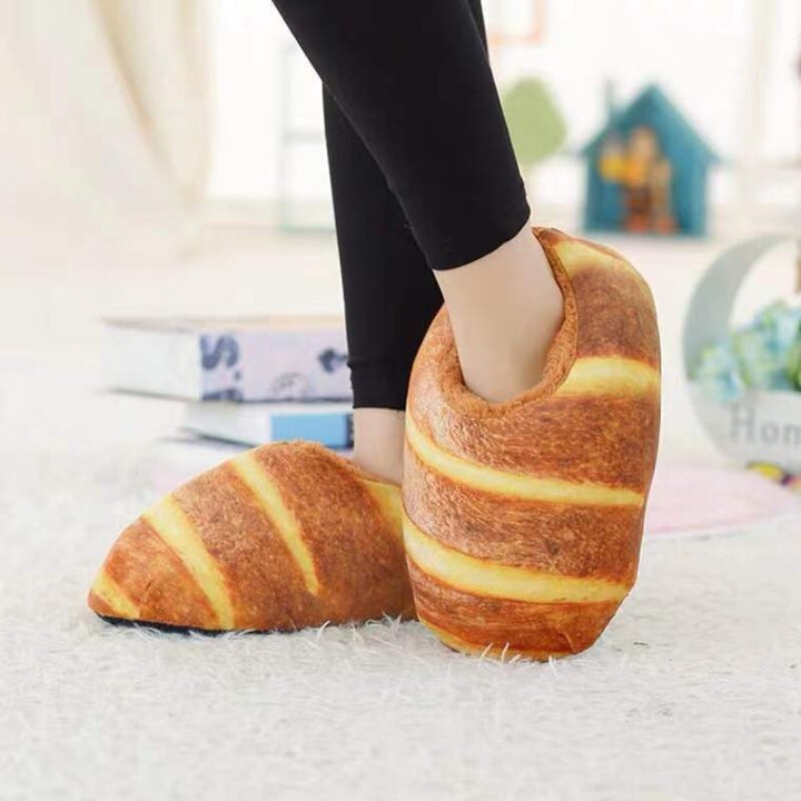 Otulena™ Zabawne kapcie tost z polarową podszewką i ściągaczem