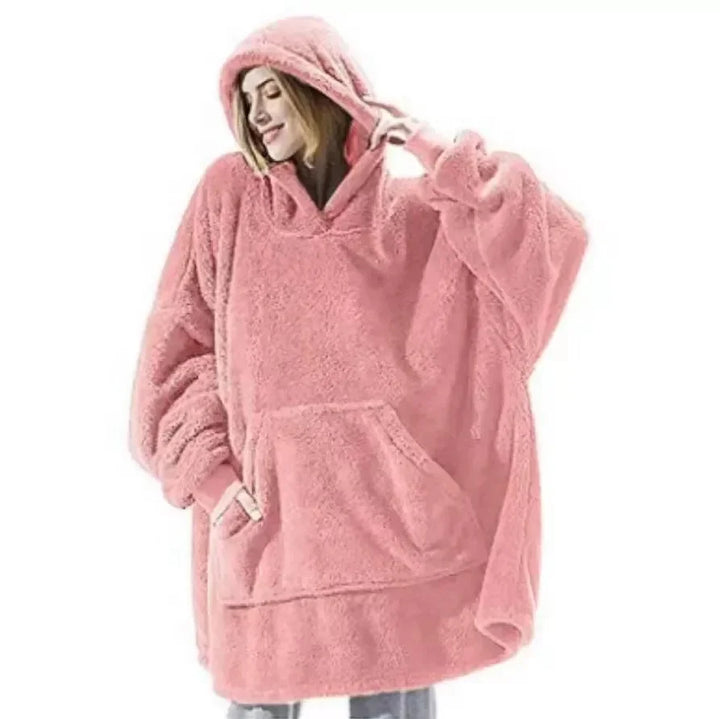 Oversizowy koc-bluza z flaneli z długimi rękawami, unisex