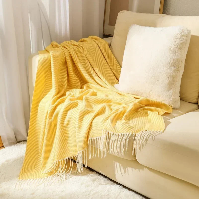 Nordycki Stripe narzuta sofa koc