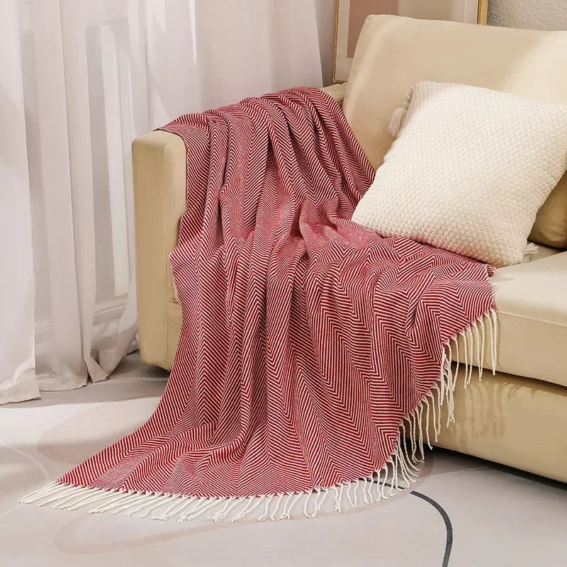 Nordycki Stripe narzuta sofa koc