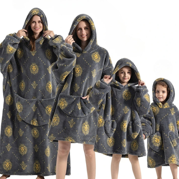 Oversize bluza-koc z Pumpkin wzór i polar flanela tkanina, Unisex