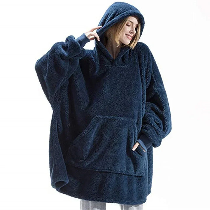 Oversizowy koc-bluza z flaneli z długimi rękawami, unisex