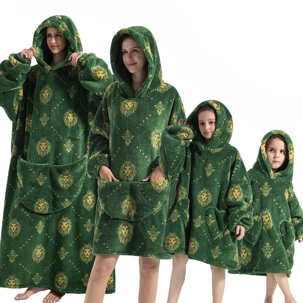 Oversize bluza-koc z Pumpkin wzór i polar flanela tkanina, Unisex