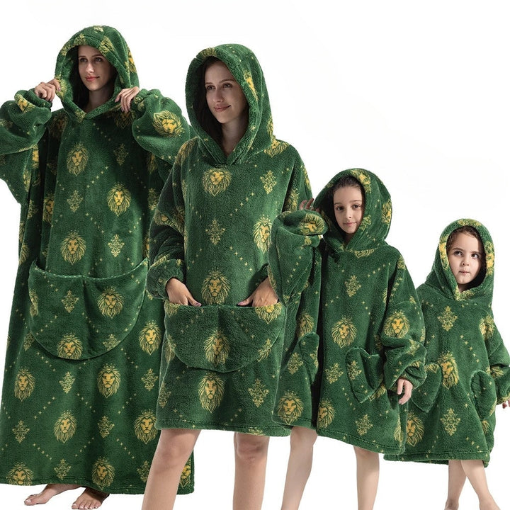 Oversize bluza-koc z Pumpkin wzór i polar flanela tkanina, Unisex