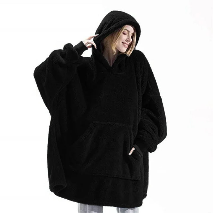 Oversizowy koc-bluza z flaneli z długimi rękawami, unisex