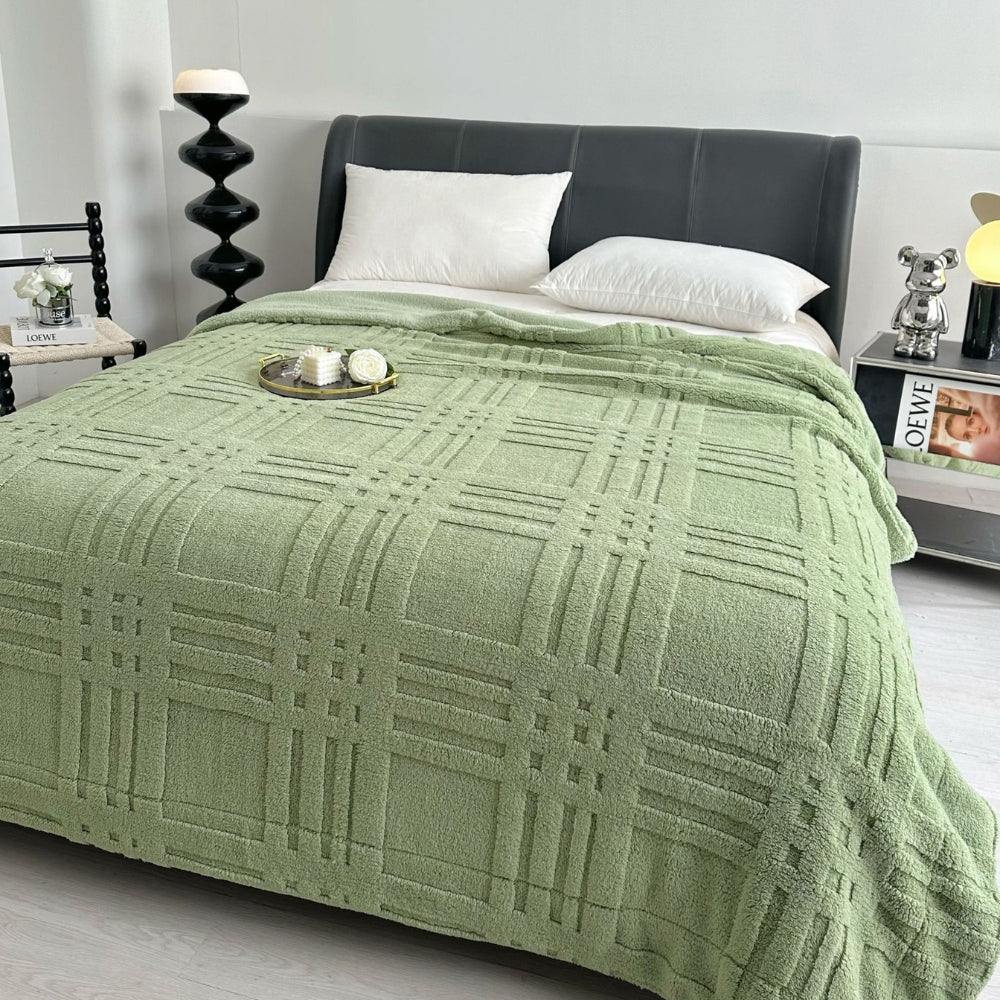 W kratę Embossed Grid wzór koc zimowy