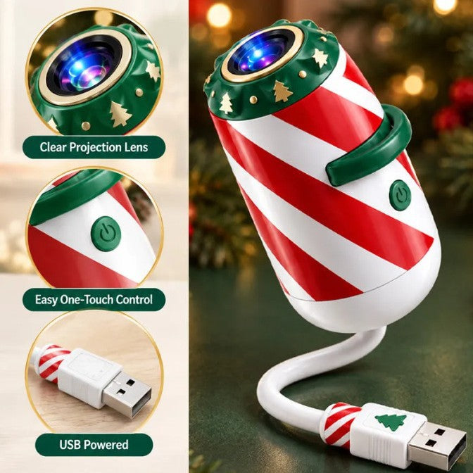 Pasiasty projektor USB rzucający Mikołaja na sufit auta