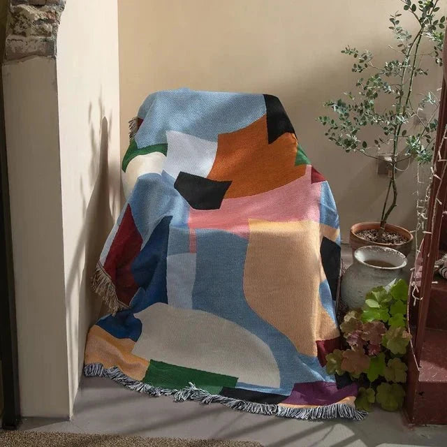 Abstrakcyjny tkany makata ścienna koc narzutowy