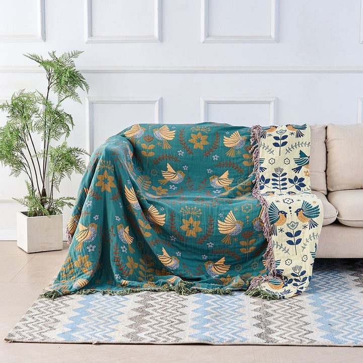 Elegancki Teal &amp; kremowy dwustronny dekoracyjny koc