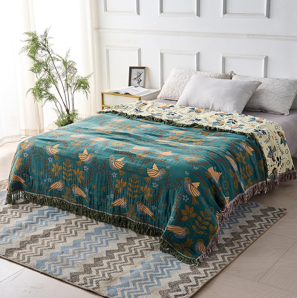 Elegancki Teal &amp; kremowy dwustronny dekoracyjny koc