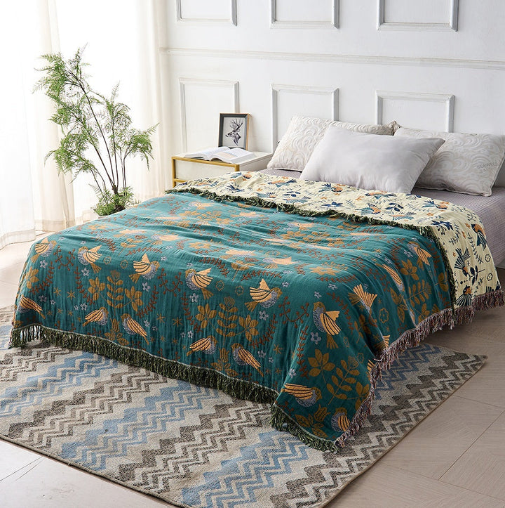 Elegancki Teal &amp; kremowy dwustronny dekoracyjny koc