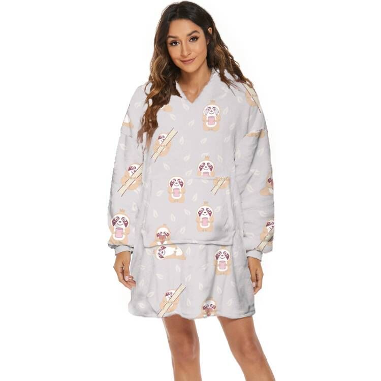 Flanelowa bluza-koc oversize z kapturem
