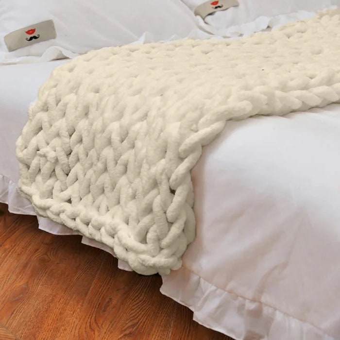 Gruby splot koc narzutowy z przytulny szenila przędza i oversize Loop Stitches sztuczne futro