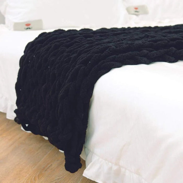 Gruby splot koc narzutowy z przytulny szenila przędza i oversize Loop Stitches sztuczne futro