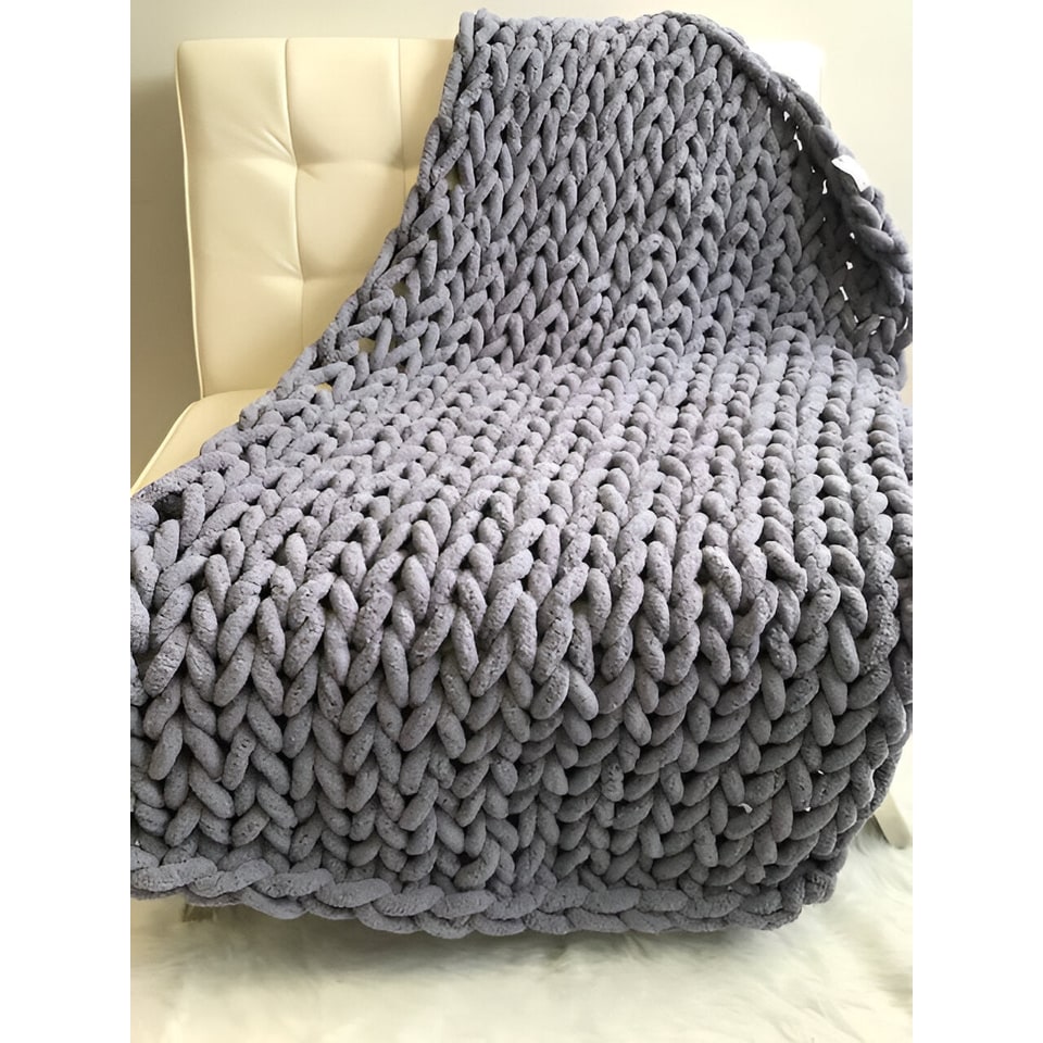 Gruby splot koc narzutowy z przytulny szenila przędza i oversize Loop Stitches sztuczne futro