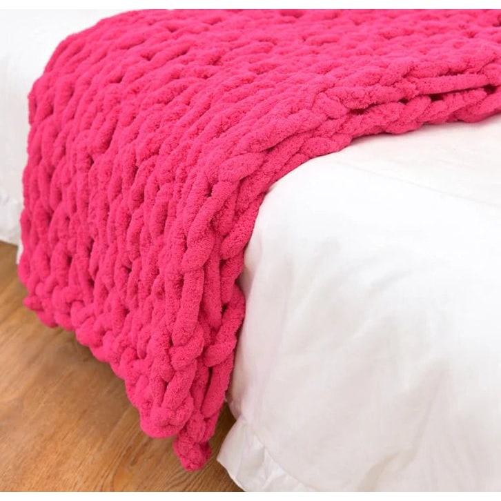 Gruby splot koc narzutowy z przytulny szenila przędza i oversize Loop Stitches sztuczne futro