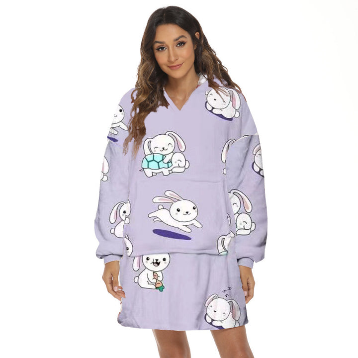 Flanelowa bluza-koc oversize z kapturem