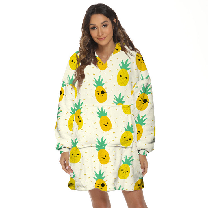 Flanelowa bluza-koc oversize z kapturem