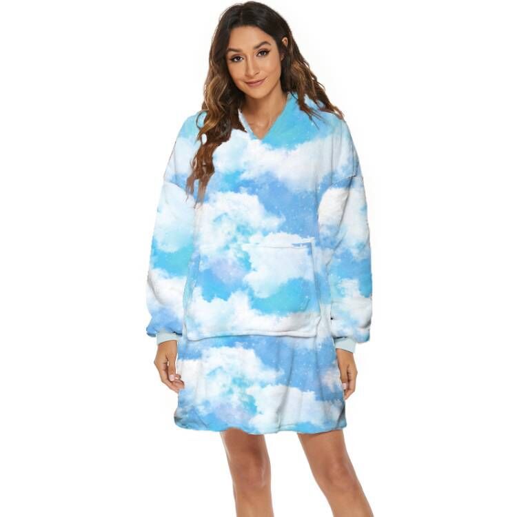 Flanelowa bluza-koc oversize z kapturem